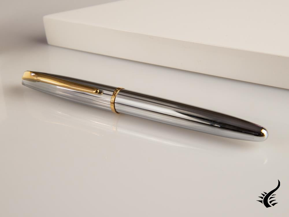 Aurora Style Guilloché Fountain Pen, Chrome, Gold plated, Silver, E14