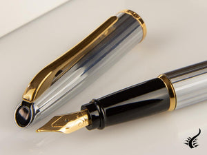 Aurora Style Guilloché Fountain Pen, Chrome, Gold plated, Silver, E14