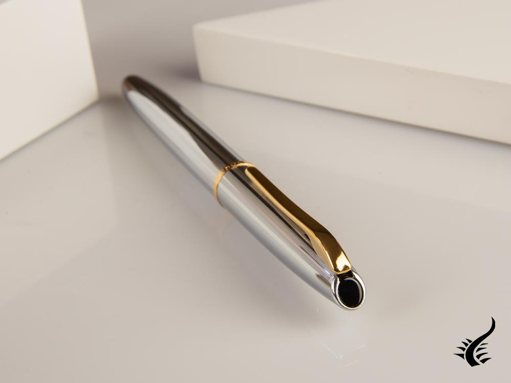 Aurora Style Guilloché Fountain Pen, Chrome, Gold plated, Silver, E14