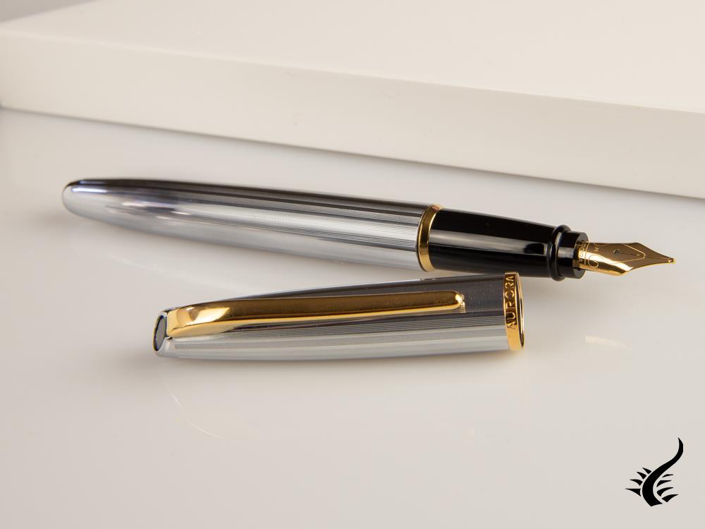 Aurora Style Guilloché Fountain Pen, Chrome, Gold plated, Silver, E14