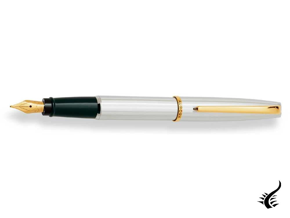 Aurora Style Guilloché Fountain Pen, Chrome, Gold plated, Silver, E14