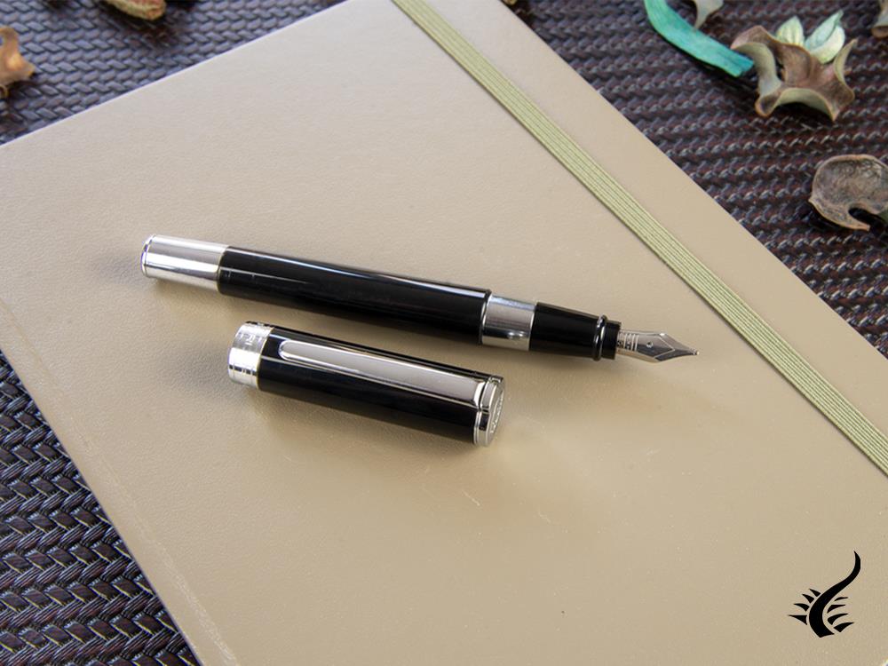 Aurora TU Fountain Pen - Black Resin - Chromed - T11N