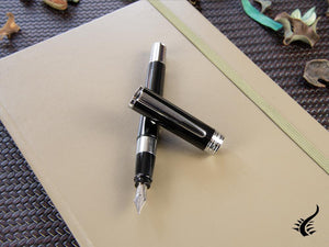 Aurora TU Fountain Pen - Black Resin - Chromed - T11N