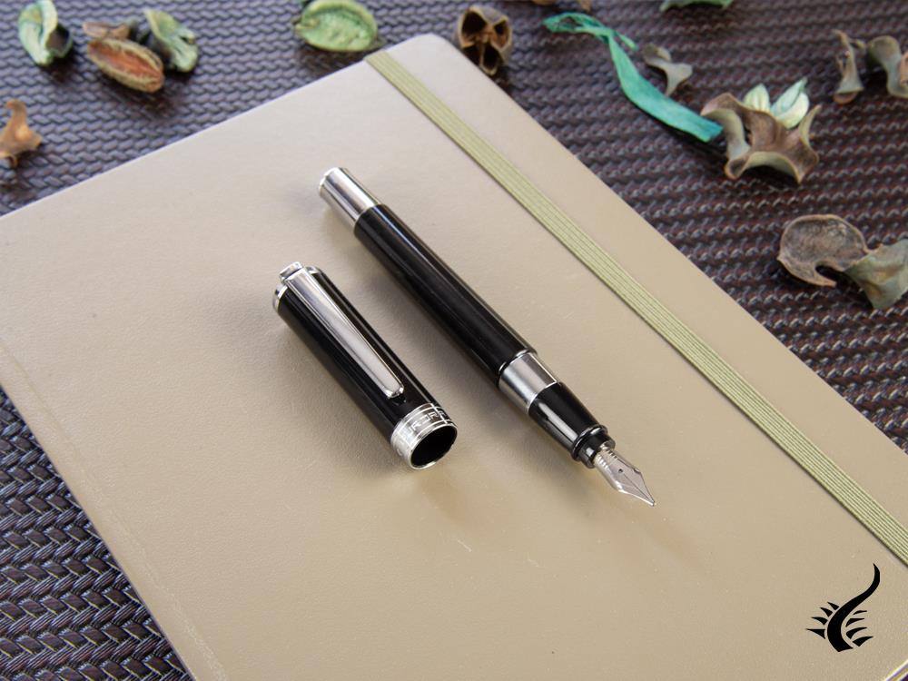 Aurora TU Fountain Pen - Black Resin - Chromed - T11N