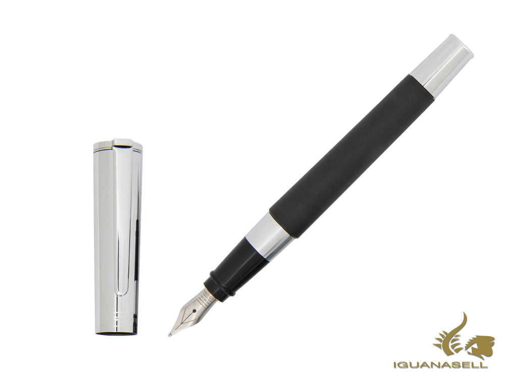 Aurora TU Fountain Pen, Resin, Chrome Trim, Black, T10CN