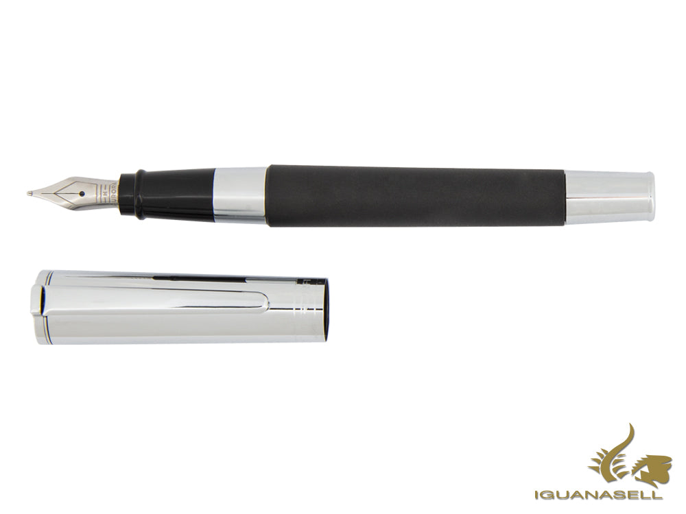 Aurora TU Fountain Pen, Resin, Chrome Trim, Black, T10CN