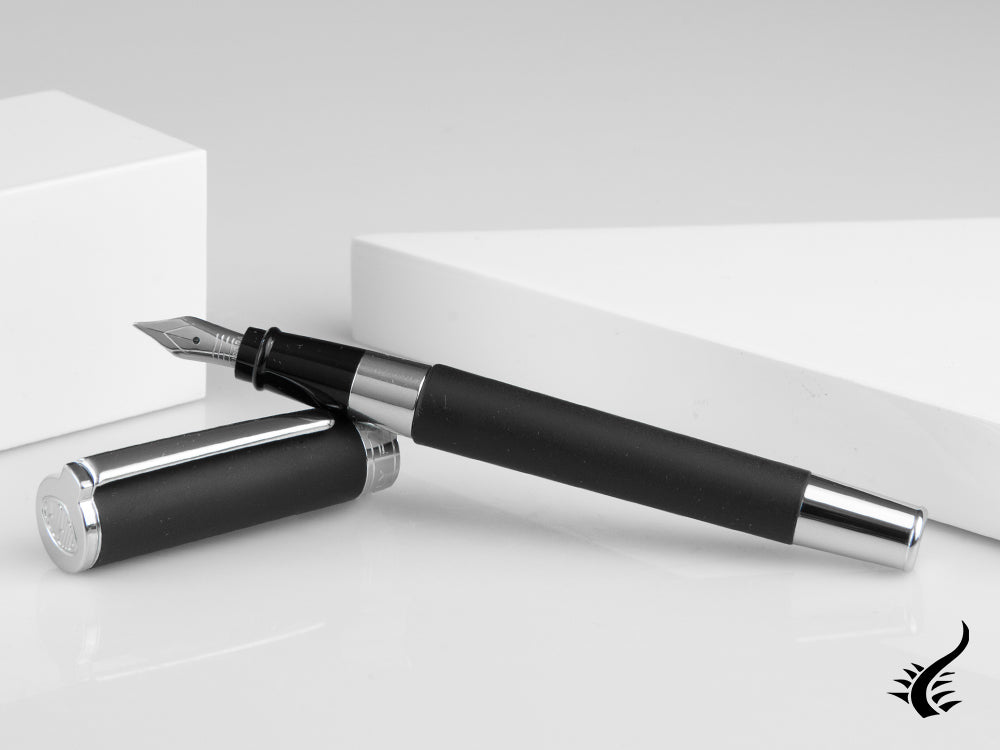 Aurora TU Fountain Pen - Matte Black Resin - Chromed - T10N