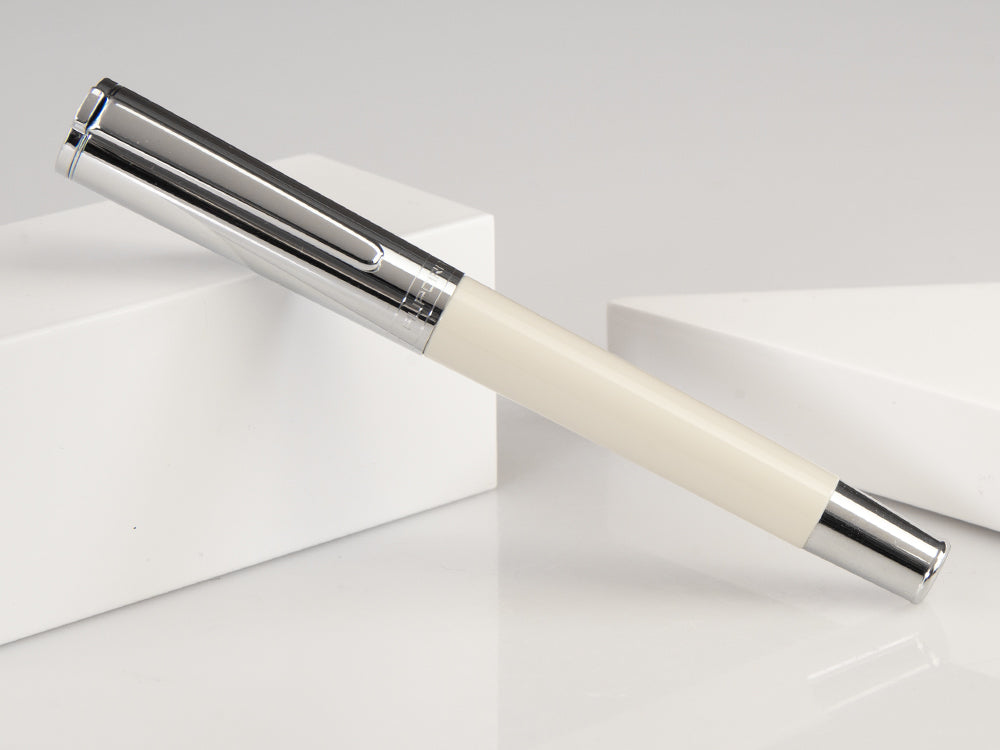 Aurora TU Fountain Pen, Resin, Chrome Trim, White, t11cw