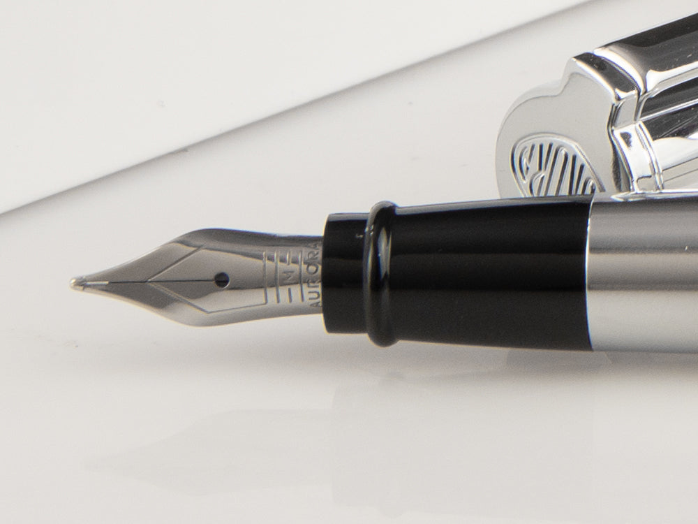 Aurora TU Fountain Pen, Resin, Chrome Trim, White, t11cw