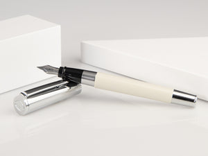 Aurora TU Fountain Pen, Resin, Chrome Trim, White, t11cw