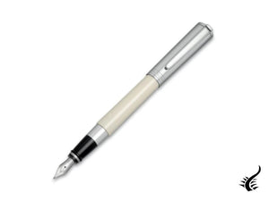 Aurora TU Fountain Pen, Resin, Chrome Trim, White, t11cw