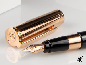 Aurora TU Fountain Pen, Resin, Rose Gold PVD, Black, T11CPN