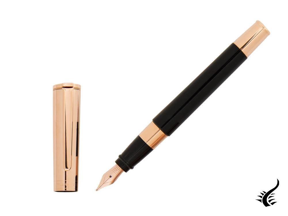 Aurora TU Fountain Pen, Resin, Rose Gold PVD, Black, T11CPN