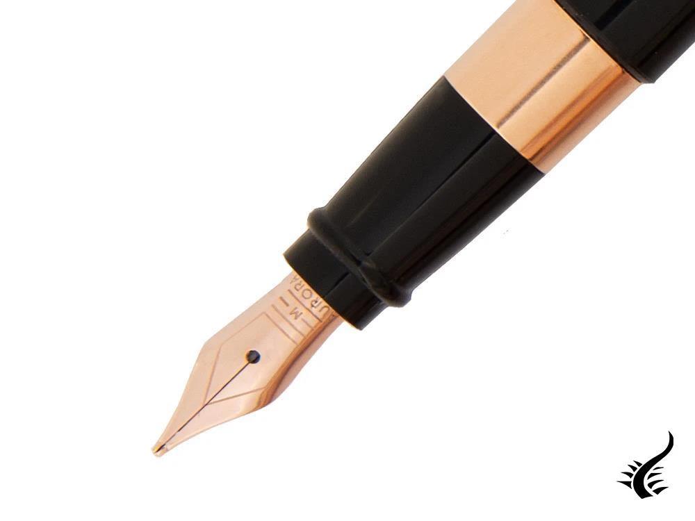 Aurora TU Fountain Pen, Resin, Rose Gold PVD, Black, T11CPN