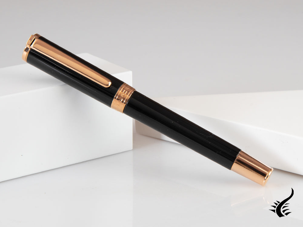 Aurora TU Fountain Pen, Resin, Rose Gold PVD, Black, T11PN