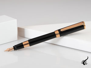 Aurora TU Fountain Pen, Resin, Rose Gold PVD, Black, T11PN