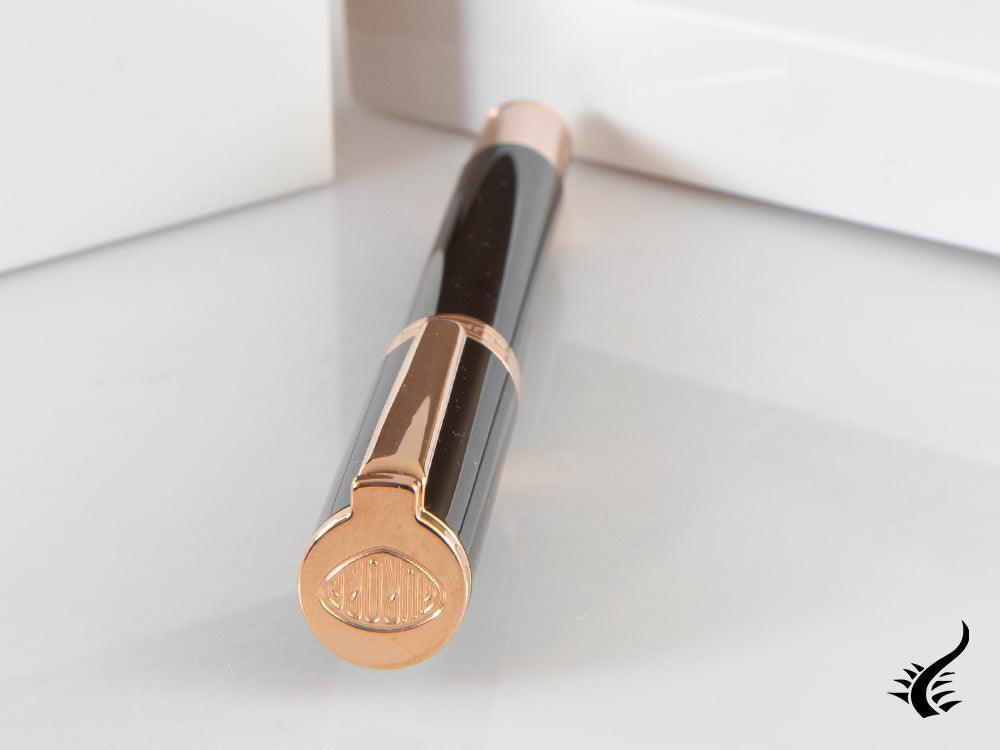 Aurora TU Fountain Pen, Resin, Rose Gold PVD, Black, T11PN