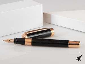 Aurora TU Fountain Pen, Resin, Rose Gold PVD, Black, T11PN