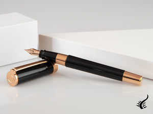 Aurora TU Fountain Pen, Resin, Rose Gold PVD, Black, T11PN