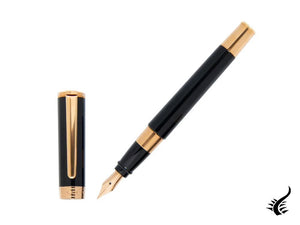 Aurora TU Fountain Pen, Resin, Rose Gold PVD, Black, T11PN