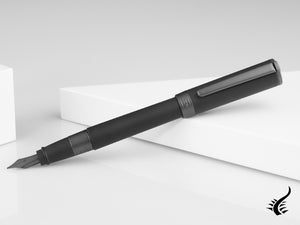 Aurora TU Full Metal Black Fountain Pen, Ruthenium trim, Black, T10-RN