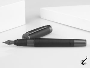 Aurora TU Full Metal Black Fountain Pen, Ruthenium trim, Black, T10-RN