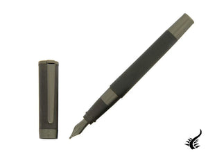 Aurora TU Full Metal Black Fountain Pen, Ruthenium trim, Black, T10-RN