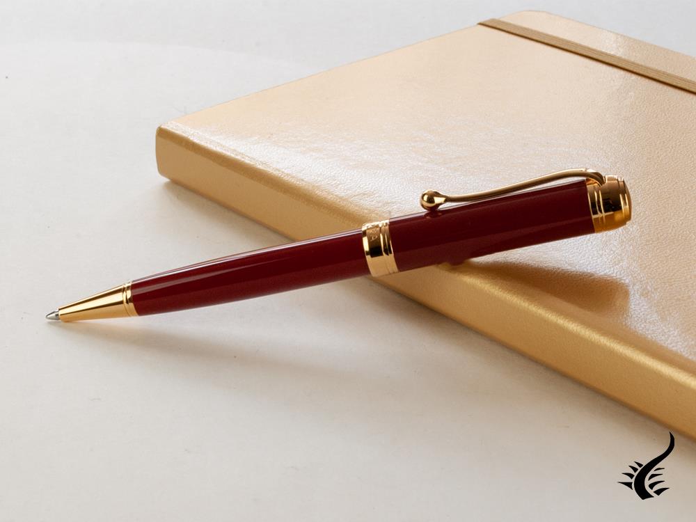 Aurora Talentum Ballpoint pen, Resin, Burgundy, PVD Gold Trims, D32X