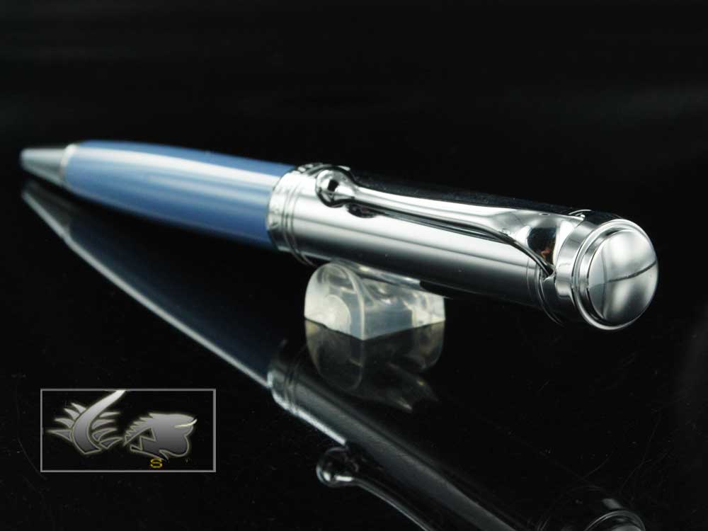 Aurora Talentum Ballpoint Pen - Chrome Cap and Blue Resin - D31CA