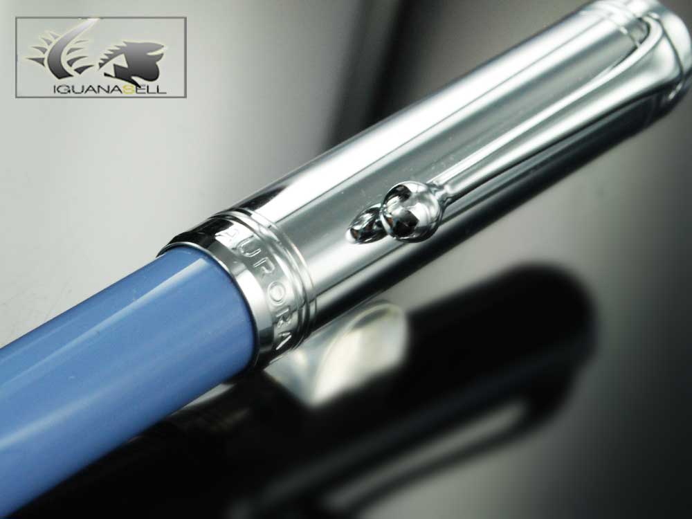 Aurora Talentum Ballpoint Pen - Chrome Cap and Blue Resin - D31CA