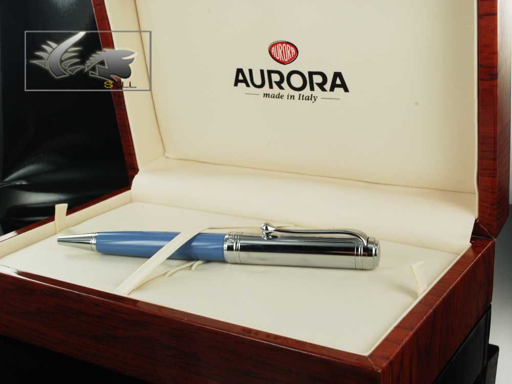 Aurora Talentum Ballpoint Pen - Chrome Cap and Blue Resin - D31CA