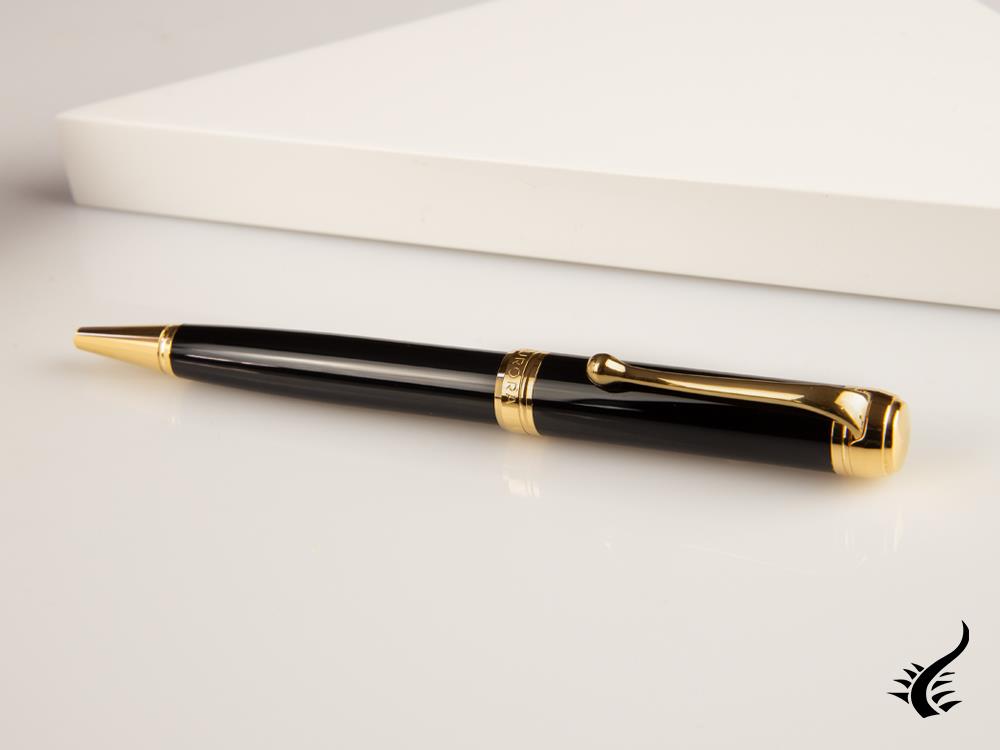 Aurora Talentum Ballpoint pen, Resin, Black, Gold plated, D32N