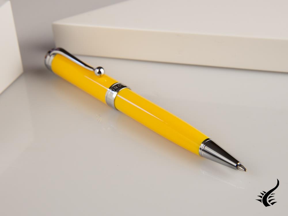 Stylo à bille Aurora Talentum, Résine, Chrome, Jaune D31-Y