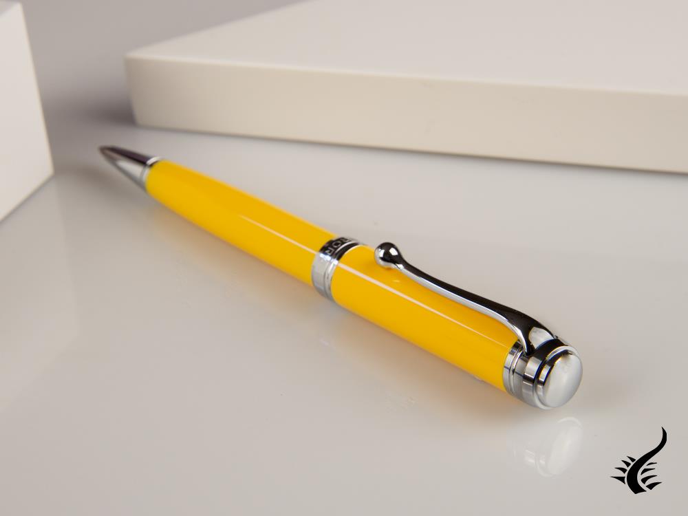 Stylo à bille Aurora Talentum, Résine, Chrome, Jaune D31-Y