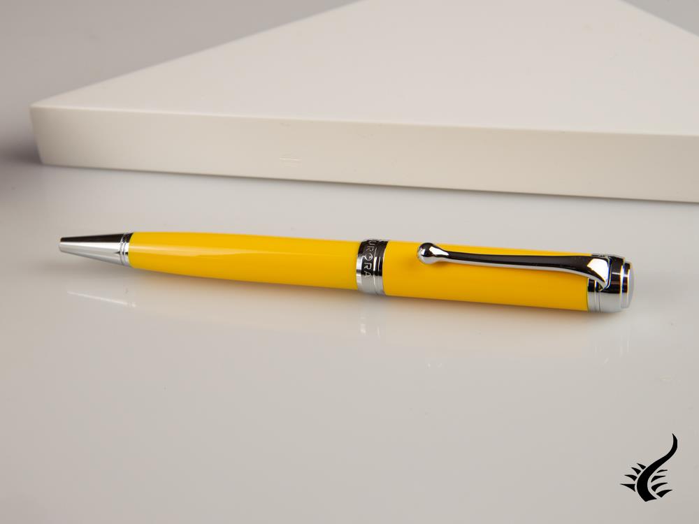 Stylo à bille Aurora Talentum, Résine, Chrome, Jaune D31-Y