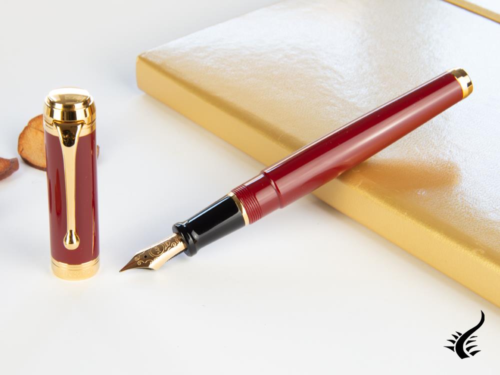 Aurora Talentum Big Fountain Pen, Resin, Gold plated, Burgundy, D12X