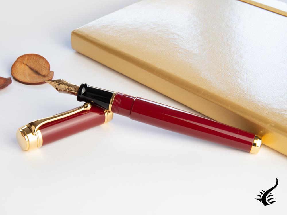 Aurora Talentum Big Fountain Pen, Resin, Gold plated, Burgundy, D12X