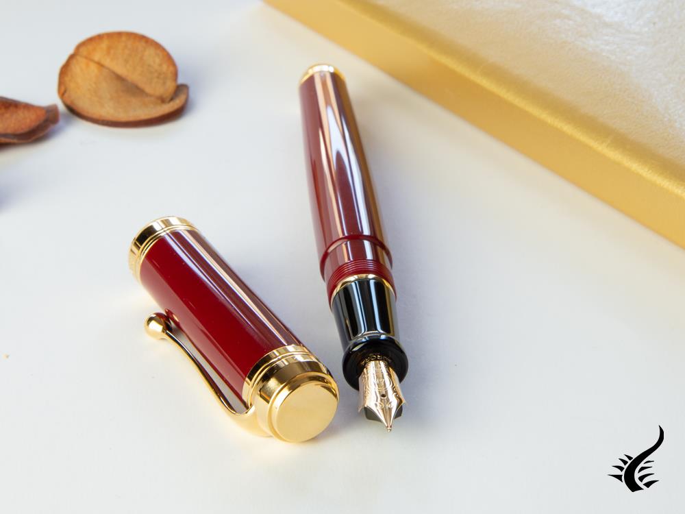 Aurora Talentum Big Fountain Pen, Resin, Gold plated, Burgundy, D12X