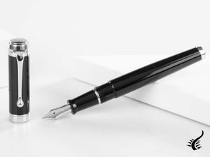 Stylo plume Aurora Talentum Big, résine, finition chromée, noir, d11N