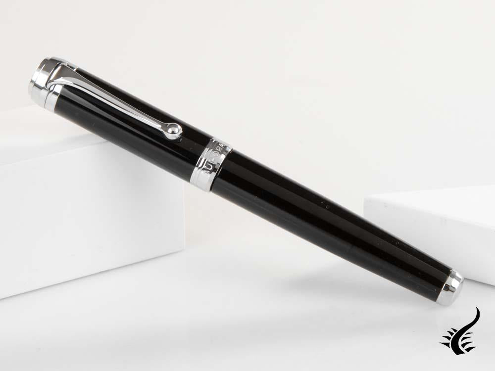 Aurora Talentum Big Fountain Pen, Resin, Chrome Trim, Black, d11N