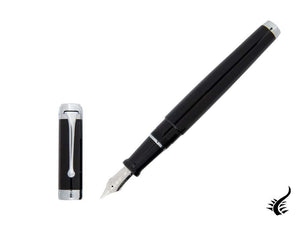 Stylo plume Aurora Talentum Big, résine, finition chromée, noir, d11N