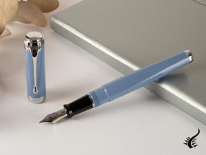 Aurora Talentum Big Fountain Pen, Resin, Chrome Trim, Blue, D11A