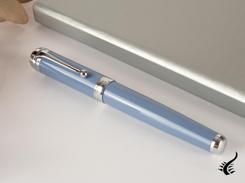 Aurora Talentum Big Fountain Pen, Resin, Chrome Trim, Blue, D11A