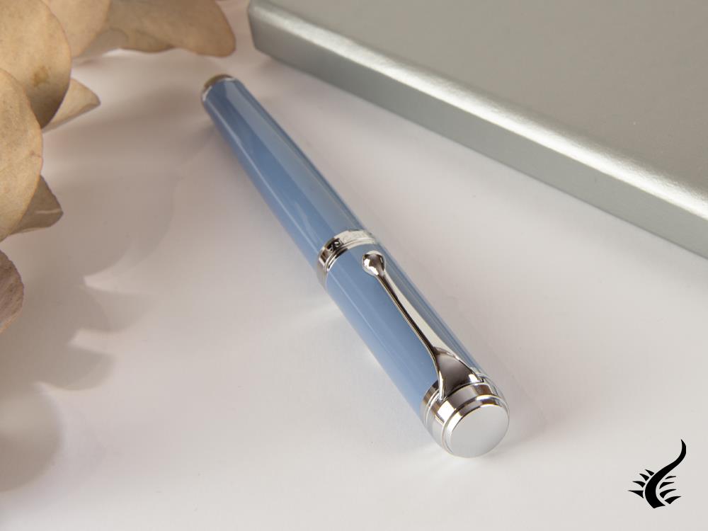 Aurora Talentum Big Fountain Pen, Resin, Chrome Trim, Blue, D11A