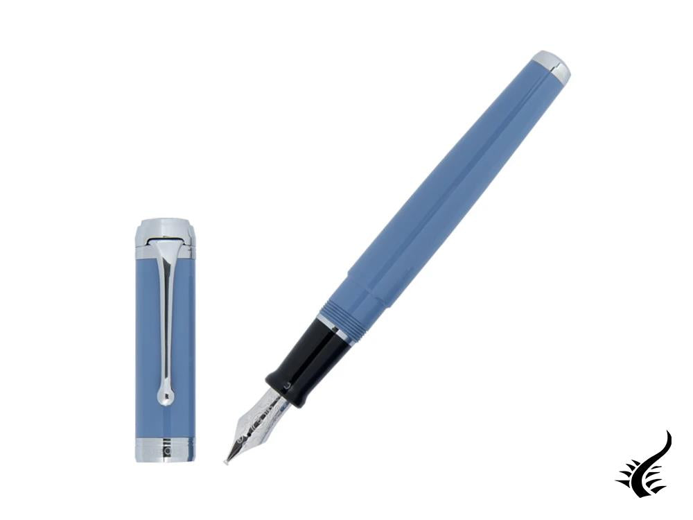 Aurora Talentum Big Fountain Pen, Resin, Chrome Trim, Blue, D11A