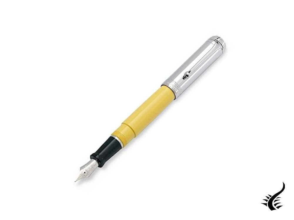 Aurora Talentum Big Fountain Pen, Resin, Chrome Trim, Yellow, d11cy