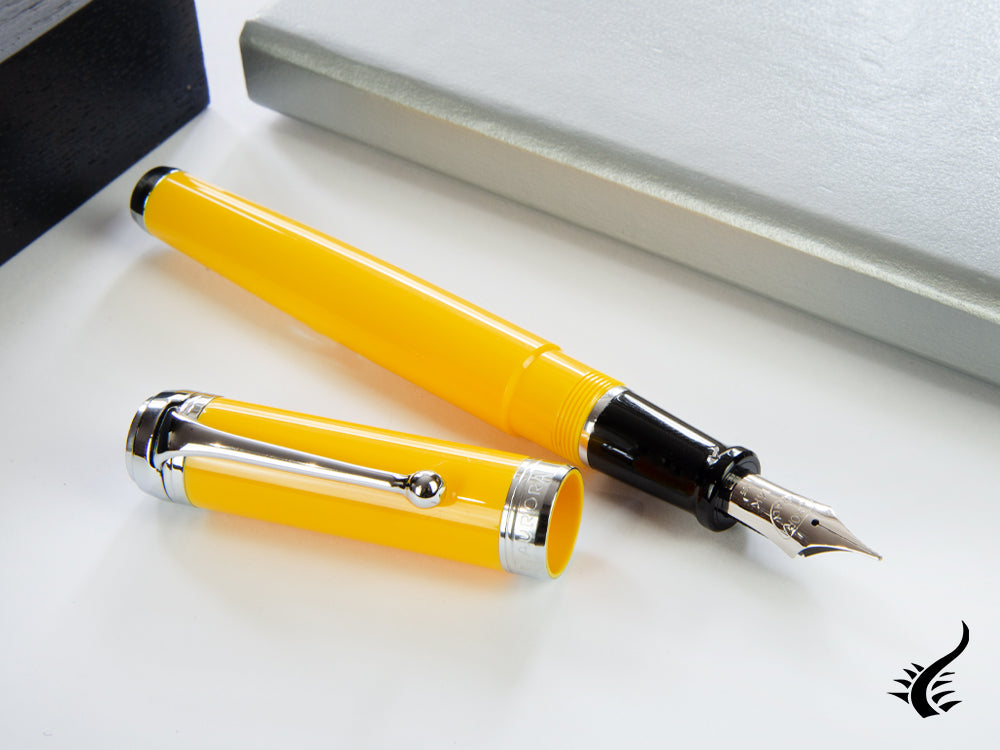 Aurora Talentum Big Fountain Pen - Yellow Resin & Chrome Trims