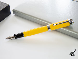 Aurora Talentum Big Fountain Pen - Yellow Resin & Chrome Trims