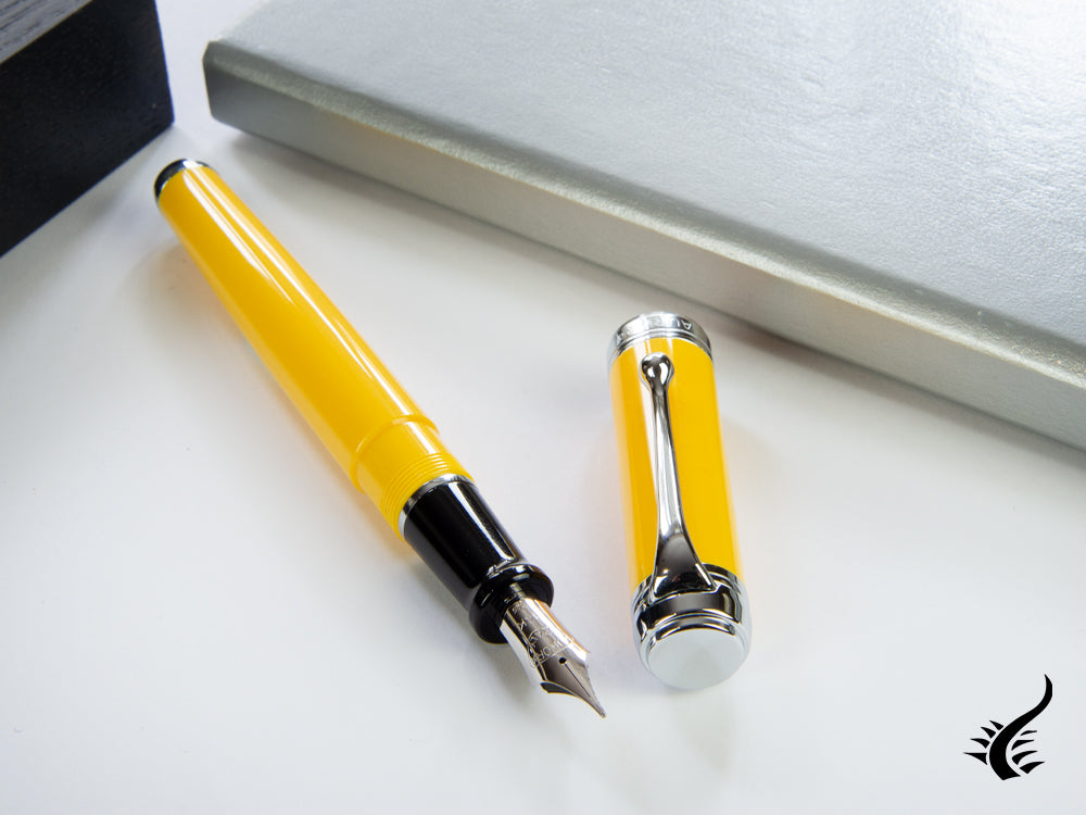 Aurora Talentum Big Fountain Pen - Yellow Resin & Chrome Trims