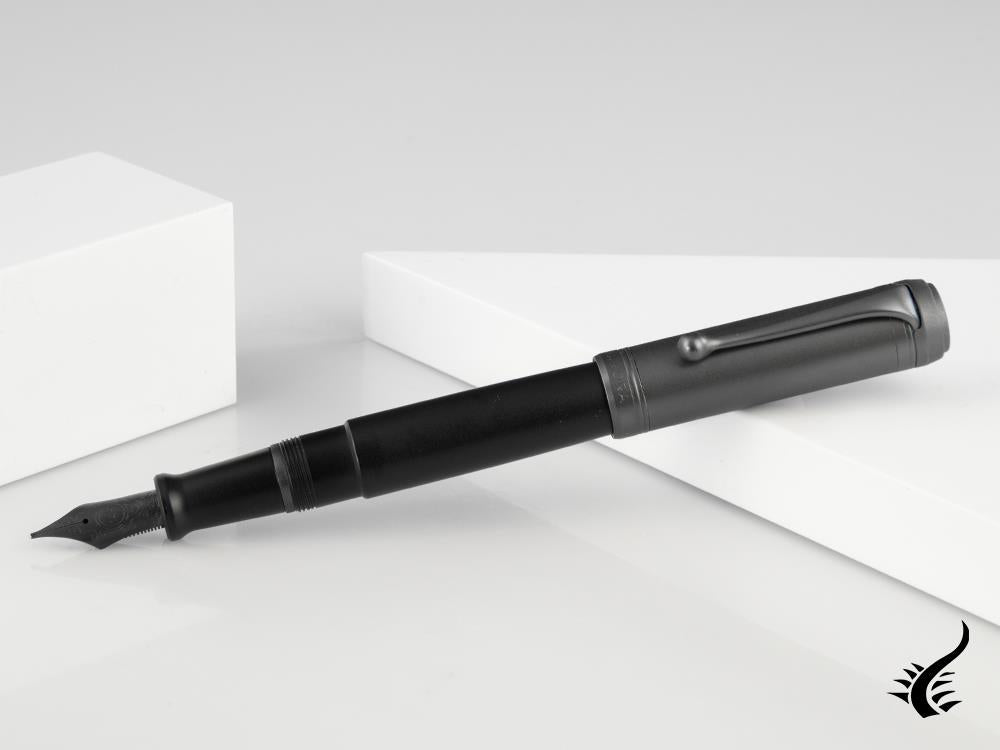 Aurora Talentum Big Full Metal Black Fountain Pen, Ruthenium, D10-CRN